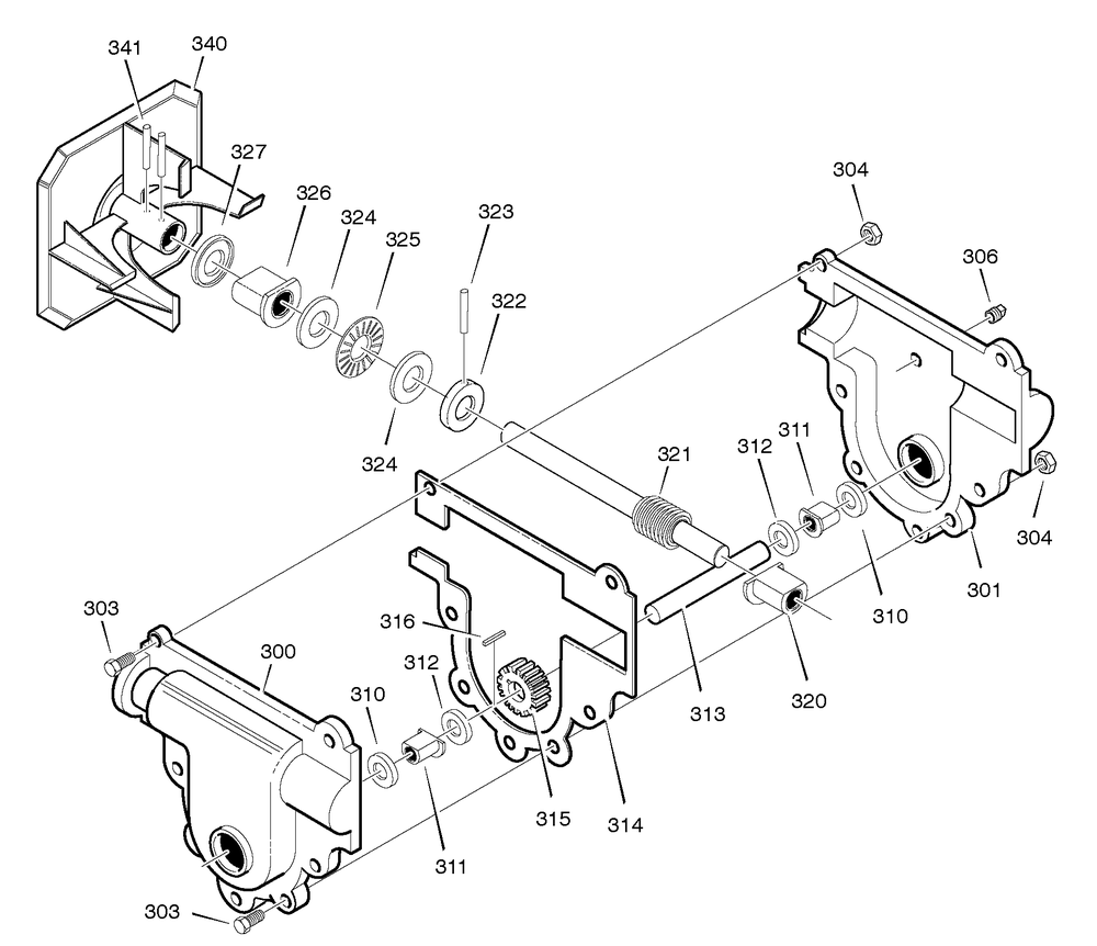 Gear Case Diagram and Parts List for 626752X16A-ST7526 2006 Briggs and Stratton Snow Blower